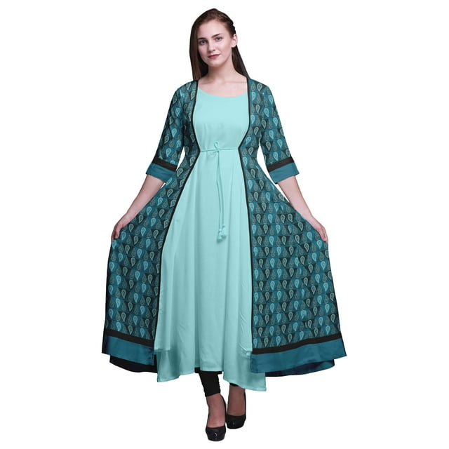 Bimba Kurtis Indiennes pour Femmes Tenue de Fête Anarkali Kurta Imprimée Évasée Kurti Ethnique