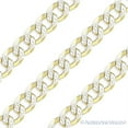 thumbnail image 2 of 5mm Cuban / Curb Link D-Cut Pave Italian Chain Necklace in .925 Sterling Silver w/ 14k Yellow Gold, 2 of 2