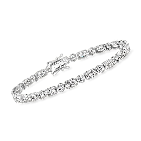 Ross-Simons 6.70 ct. t.w. CZ Bracelet in Sterling Silver, Women's, Adult