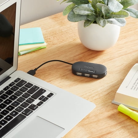 onn. Portable 4-Port USB Hub with USB 2.0 Ports