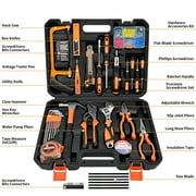 Home Repair Tool Set, General Household Basic Hand Tool Set with Hammer, Pliers, Screwdrivers, Adjustable Wrench and Toolbox Storage Case, 148 Pieces