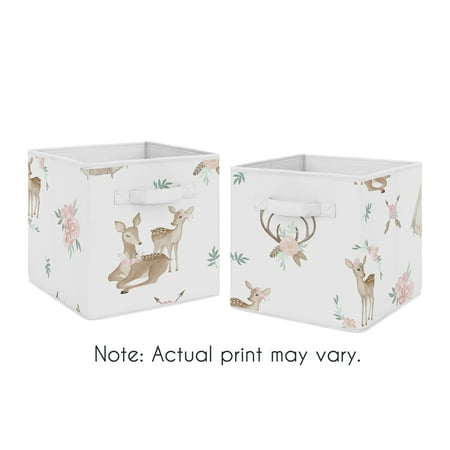 UPC: 0846480065975 | Deer Floral 2 Piece Fabric Storage Bins by Sweet Jojo Designs