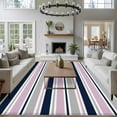 thumbnail image 5 of Minimalist Stripes Washable Area Rug 5 x 7 ft Navy Blue Pink Gray Horizontal Stripe Modern, Soft Non Slip Rugs Stain Repellent Indoor Felt Carpet for Living Dining Room Bedroom Home Office, 5 of 9