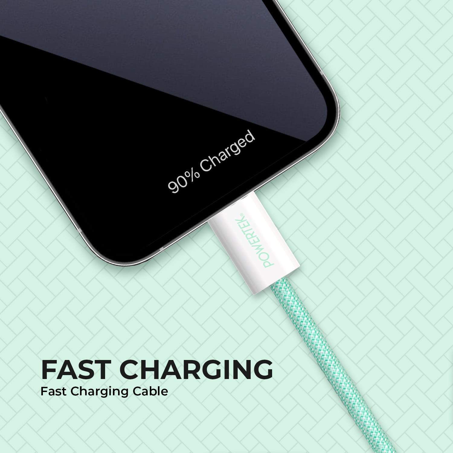 Liquipel Powertek Pastel Braided USB-A to Lightning - Mint