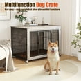 thumbnail image 4 of Waleaf Wooden Dog Crate Furniture with Cushion, Double Doors Wooden Dog Kennel Indoor with Wheels, 4 of 8