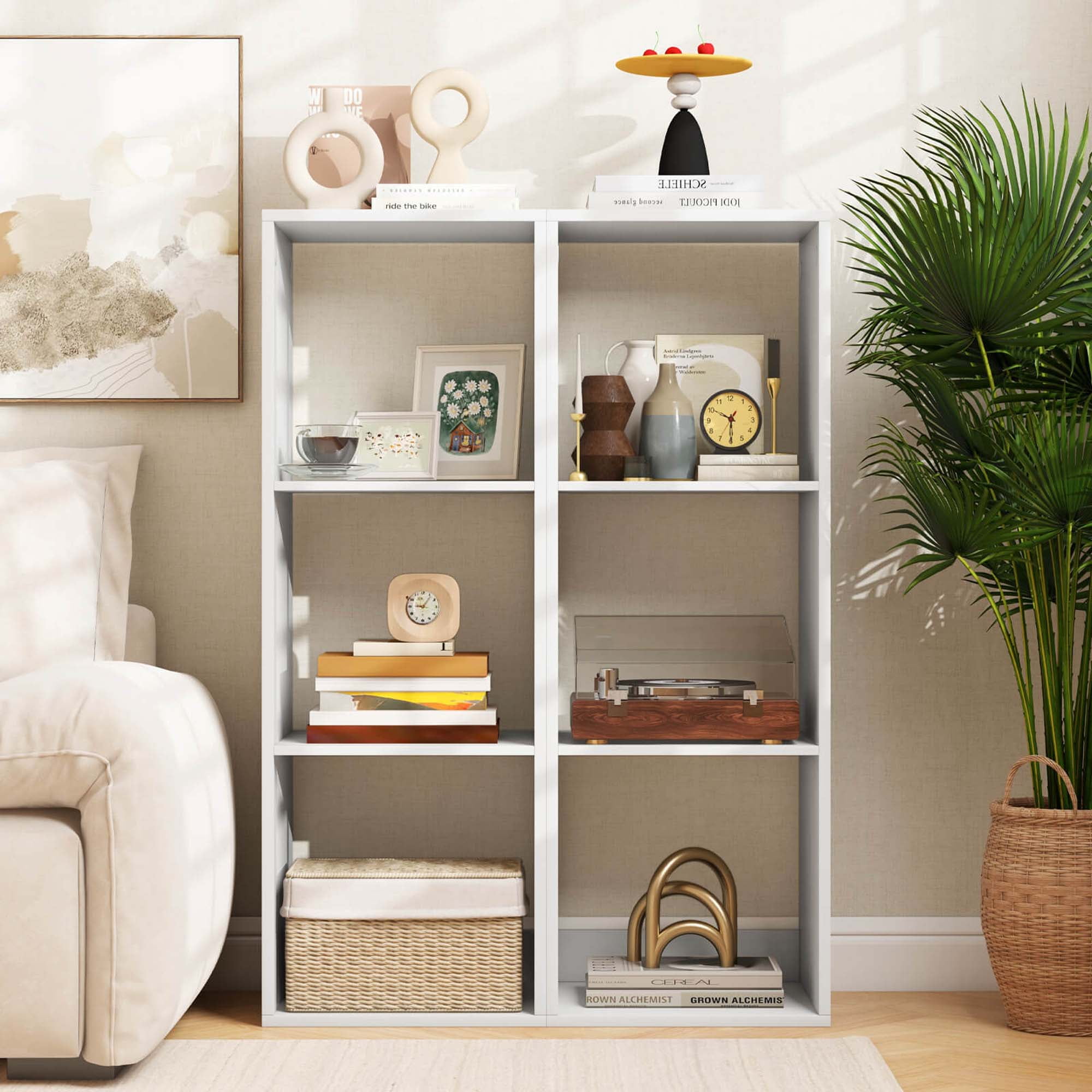 Costway 3-Cube Bookcase Open Back Bookshelf with Anti-tip Kit Modern Style Organizer