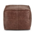 thumbnail image 4 of Simpli Home Sheffield 18 inch Wide Boho Square Pouf in Brown Genuine Leather, 4 of 6