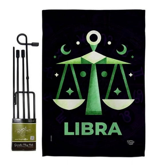 Ornament Collection GS190029-BO 13 x 18.5 in. Libra Garden Flag Set for Interests Zodiac Double-Sided Decorative Vertical Flags & House Decoration Banner Yard Gift
