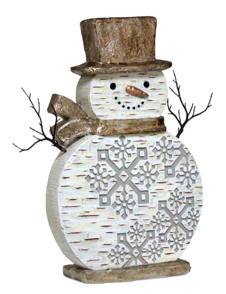 Birch Wood Glittered Snowman Christmas Ornament Winter Home Decor 12" H 
