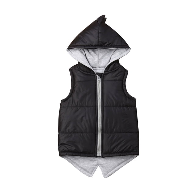TheFound Toddler Winter Warm Zipper Vest Dinosaur Cotton Padded Waistcoat Jacket