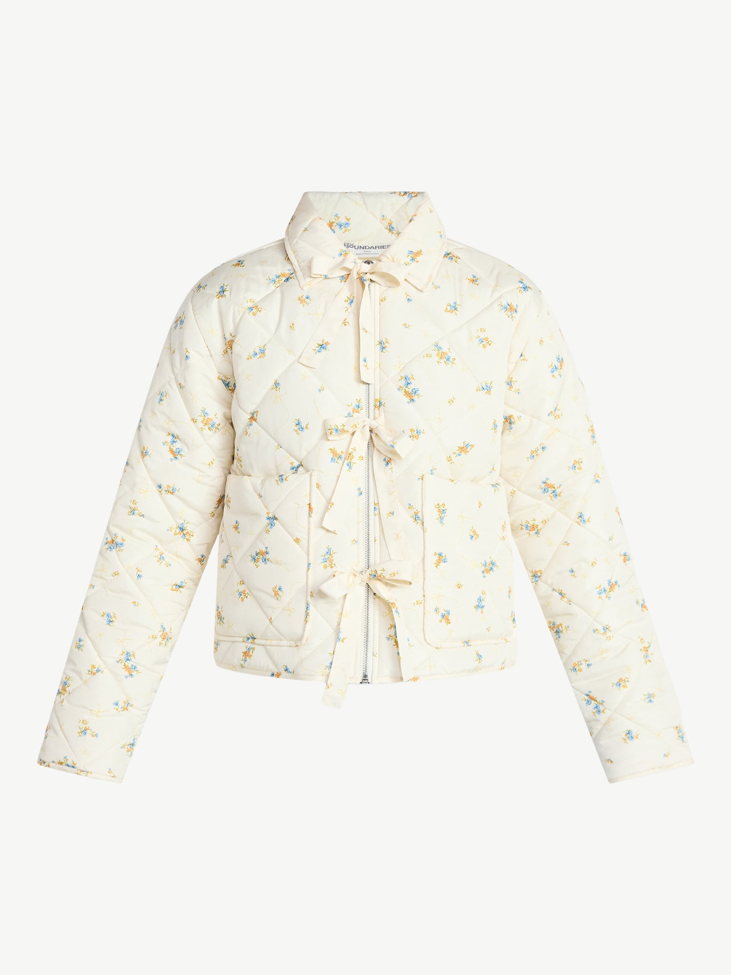 No Boundaries Quilted Bow Jacket, Women's XXS-XXL