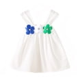 thumbnail image 1 of LUOGENLI Robe Bébé Filles Vêtements Enfants Été Tout-Petit Floral Froncée Sans Manches Robes Robe Fille Robe Maxi pour Filles Été Ajustée Blanche 1-2 Ans, 1 of 3