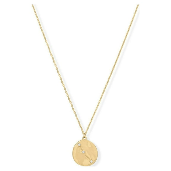 Precious Stars 14K Yellow Goldplated Sterling Silver Cubic Zirconia Aries Coin Constellations Necklace
