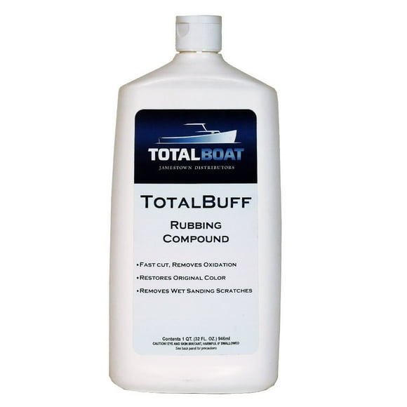 TotalBoat TotalBuff Marine Rubbing Compound (Quart) | Removes Heavy Oxidation and Scratches | Aggressive Fast Cut Liquid Formula for Fiberglass Gelcoat & Paint Restoration on Boats and Cars