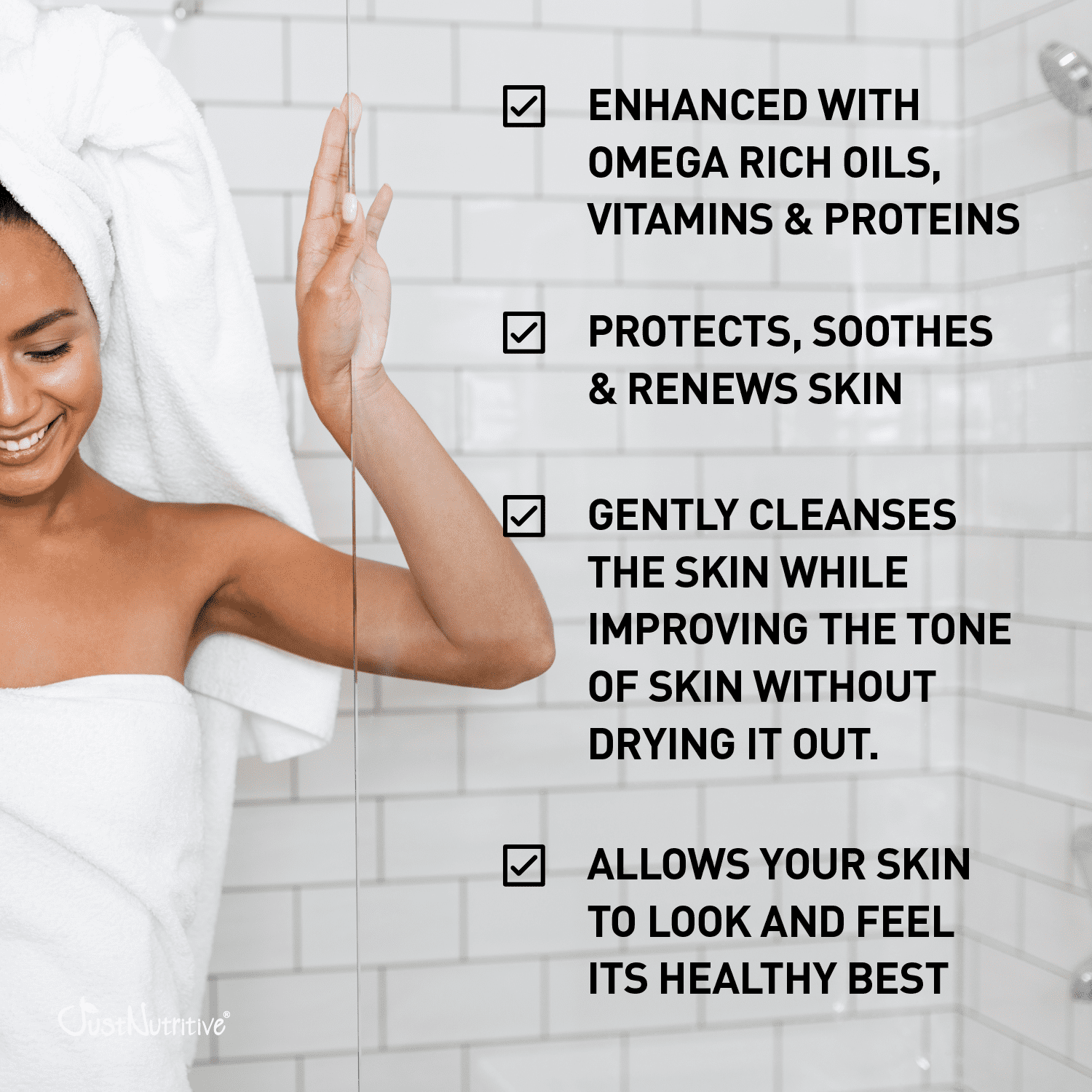Just Nutritive Skin Calming Body Wash for Soothing Dry itchy  Skin, Best Body Wash for Your Skin, Natural Body Wash, Fragrance Free, 16oz