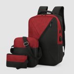 Amzcrzy Sac de rangement, sac à dos Ensemble de trois pièces, grande capacité USB Sac à dos étudiant, adapté pour l'école et les voyages en plein air, Sac informatique pour les hommes et les femmes avec sac à dos de grande capacité