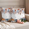 thumbnail image 2 of Orange Blue Pumpkins Fall Outdoor Waterproof Pillow Covers, Thanksgiving Floral Botanical Decorative Square Throw Pillowcase Sofa Cushion Sham for Patio/Couch/Chair, 18"x18" 2 Pack, 2 of 8