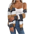 thumbnail image 2 of Chandails pour Femmes Chandails à la Mode pour Femmes Chandail Rayé Tricoté Ample Chandail à Manches Longues Col Rond Cardigan, 2 of 4
