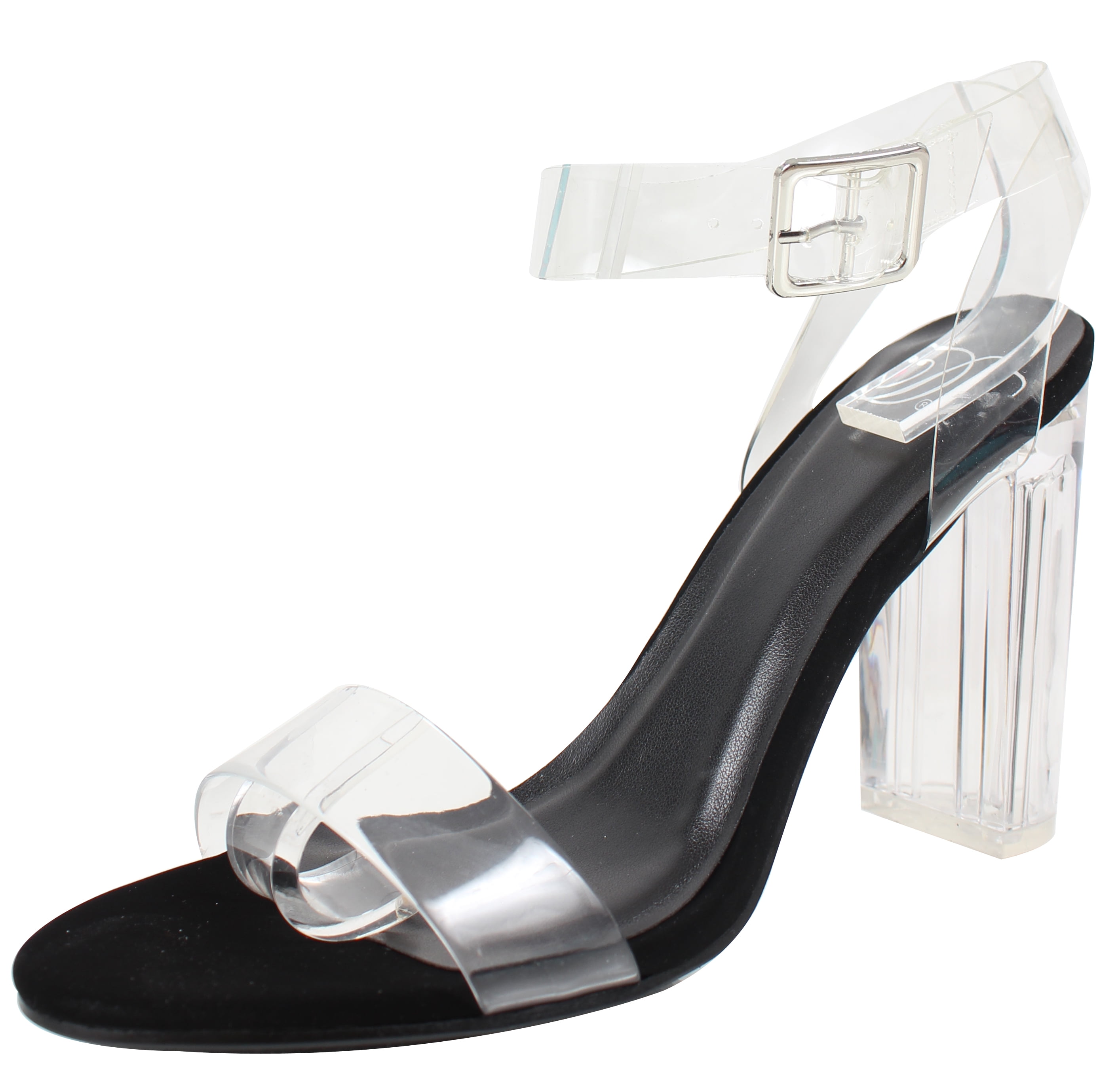 clear block heels size 11