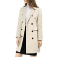 thumbnail image 4 of INSPIRE CHIC Women's Notched Lapel Collar Double Breasted Mid Length Overcoat, 4 of 7