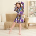 thumbnail image 3 of FORMRS Niños Bathrobe Unisex Hooded Robe Soft Plush Pajamas Sleepwear, Size 10-12T, Purple Simple Triangles, 3 of 7