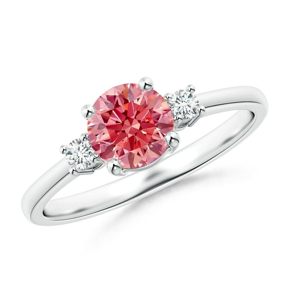 ANGARA Prong-Set Lab Grown Pink & White Diamond Ring for Women in 925 Sterling Silver (Size-6.2mm| Clarity-VS) | Anniversary, Jewelry Gift for Women | Lab-Grown Pink Diamond Ring