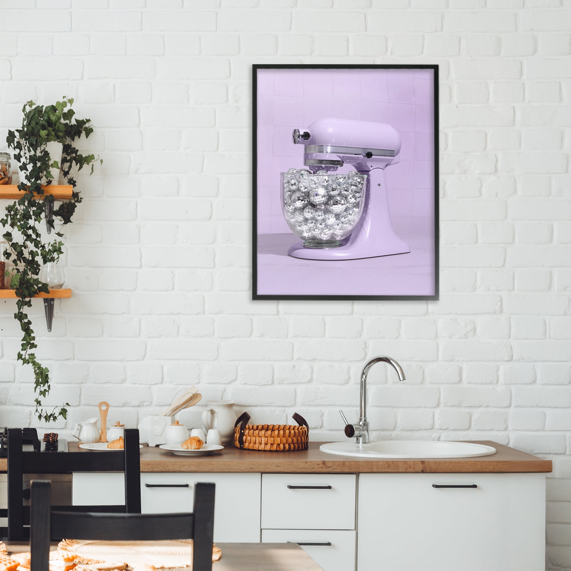 Stupell Industries Disco Kitchen Mixer over Purple Black Framed Giclee Art, design by LISH Creative