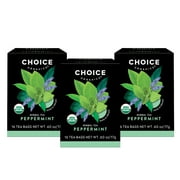 Choice Organics Peppermint Tea, Caffeine Free, Herbal Tea Bags, 3 Boxes of 16
