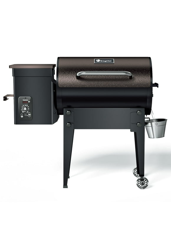 KingChii 456 sq. in Wood Pellet Smoker & Grill BBQ with Auto Temperature Control, Folding Legs for Outdoor Patio RV, Bronze