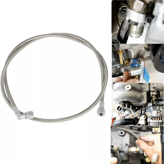 60" Steel Braided Turbo Oil Feed Line with 4AN 90° Straight Hose End 4 AN 551871