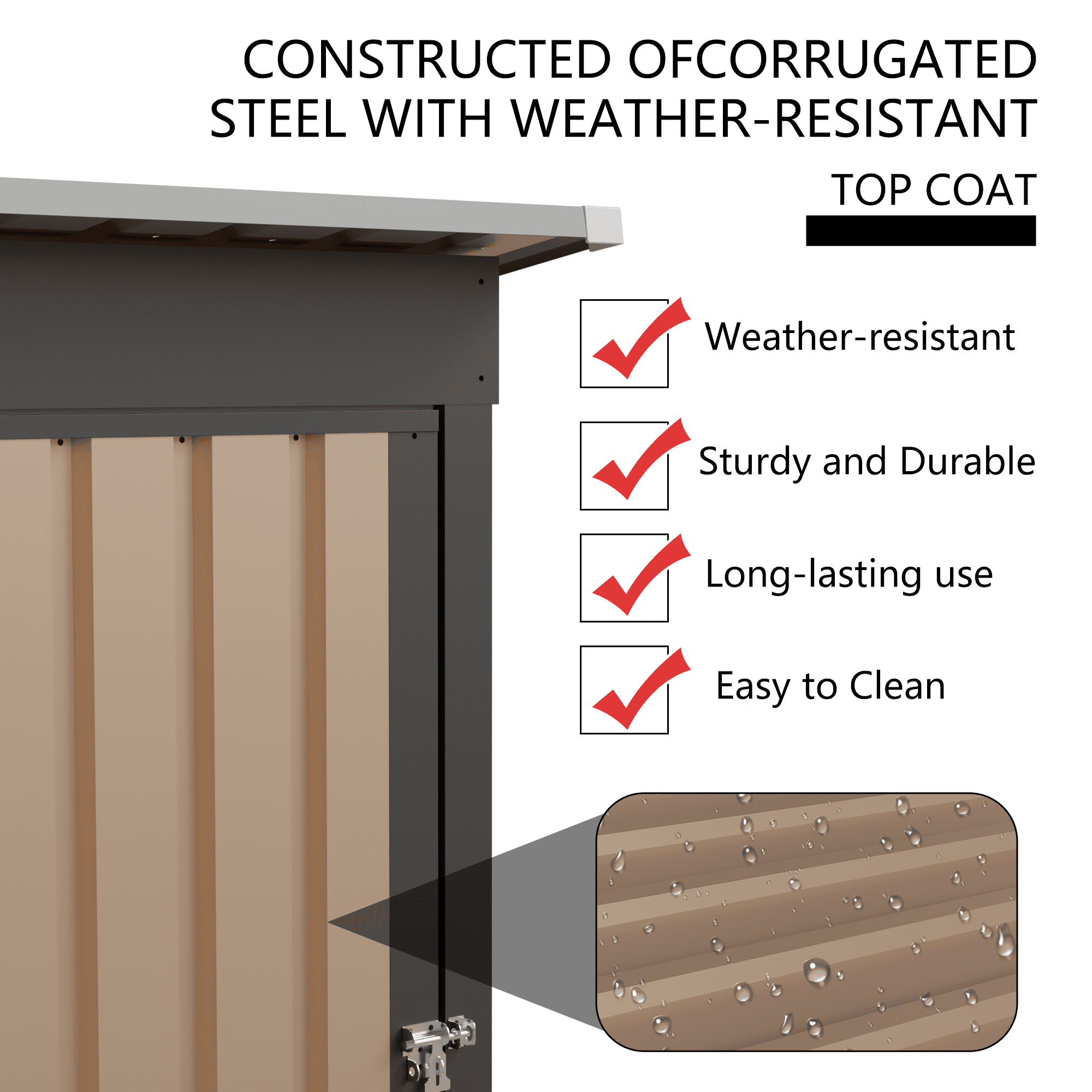Leumius 4.27x2.42FT Metal Garden Storage Shed, Pent Roof with Hinge Door for Backyard, Patio, Lawn