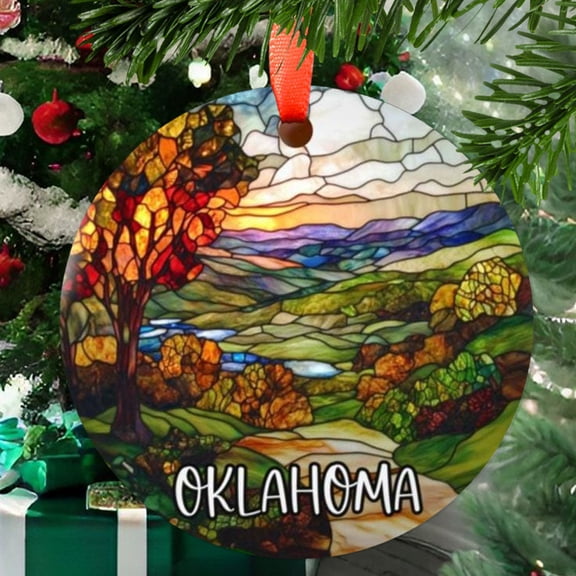 Oklahoma Christmas Ornament, Ceramic/Acrylic - Oklahoma City Travel Souvenir, Tree Hanging Ornament, Vacation Keepsake 2025, Gift for Explorers, 2025 Collector’s Piece