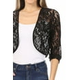 thumbnail image 3 of MOA COLLECTION Women's Casual Lace Bolero Crochet Open Cardigan 3/4 Sleeve Sheer Cover Up Jacket, 3 of 6