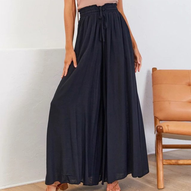 Pantalones De Salón Pantalones cómodos para mujer Estilo bohemio Pantalones elegantes Ropa diaria (Negro XXL) Kuymtek para Mujer Negro T S