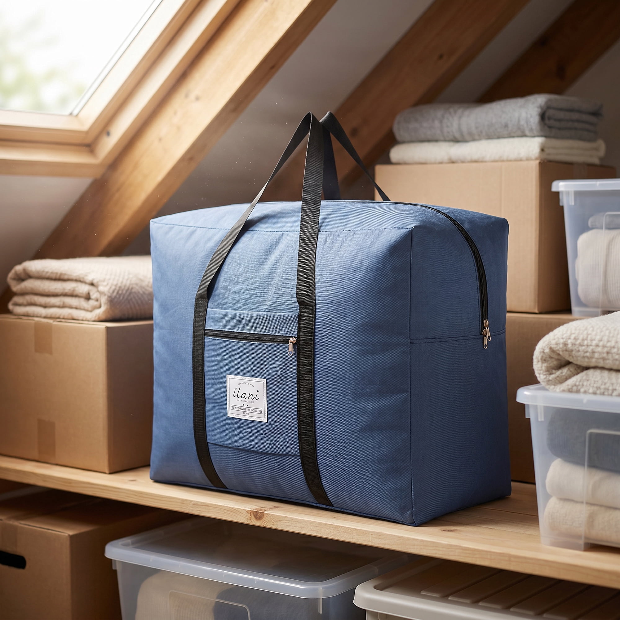 Unique Bargains Extra Large Oxford Travel Storage Bag for Organizing Navy Blue 20.1" x 16.1" x 10.2"