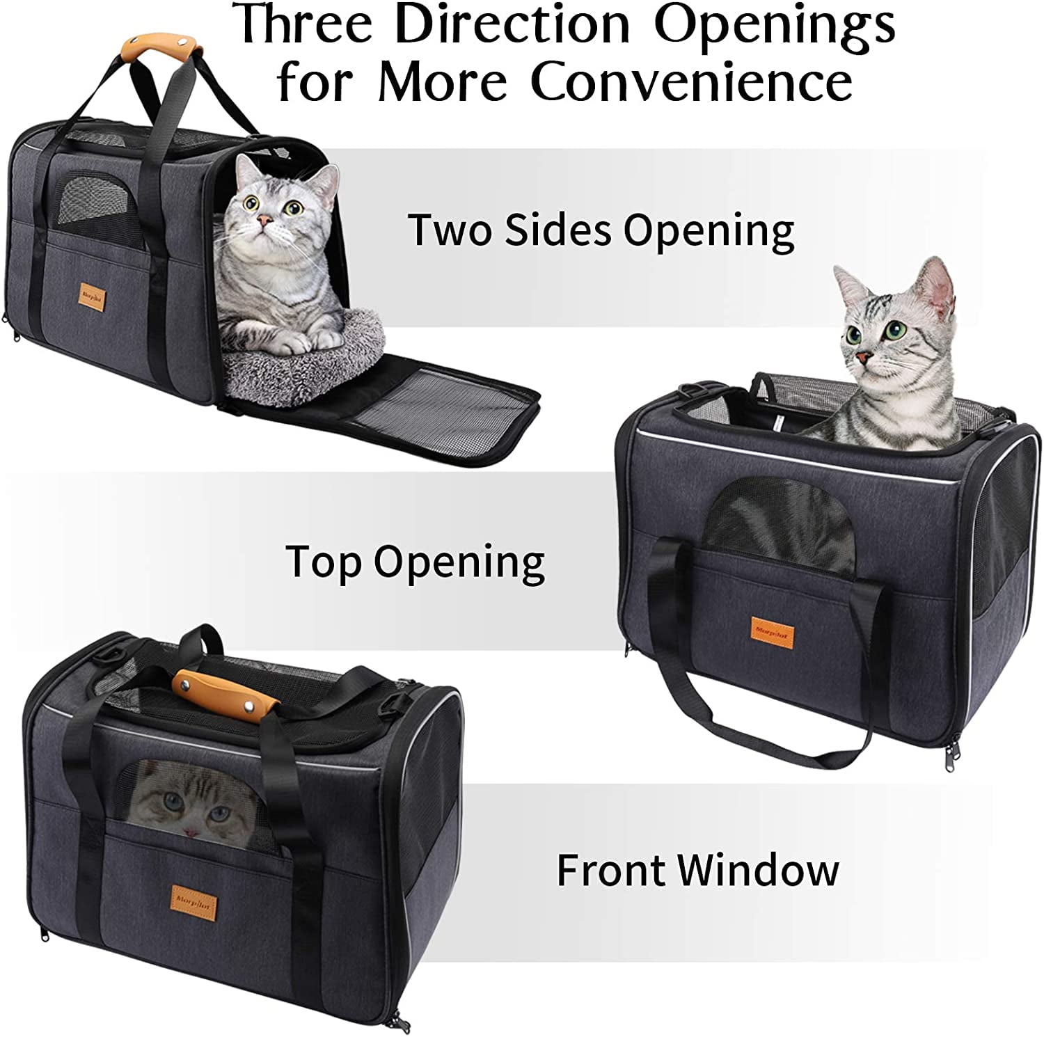 Morpilot Pet Travel Carrier Bag, Soft-Sided Dog Carrier Cat Carrier Pet  Carrier (18 x 12.5 x 14 Inches), for Large Cats and Medium Puppies,  W/Locking