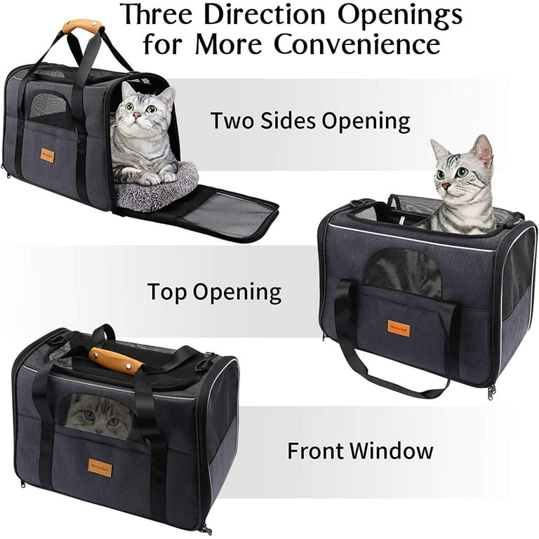Morpilot Portable Pet Carrier for Cats and Dogs with Locking Safety Zippers, Airline Approved, Foldable,Gray, Size: Medium
