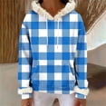 thumbnail image 6 of successthop Hoodie for Women Pullover with Pockets Long Sleeve Drawstring Top Plus Size Fleece Neck Checkered Streetwear, 6 of 6