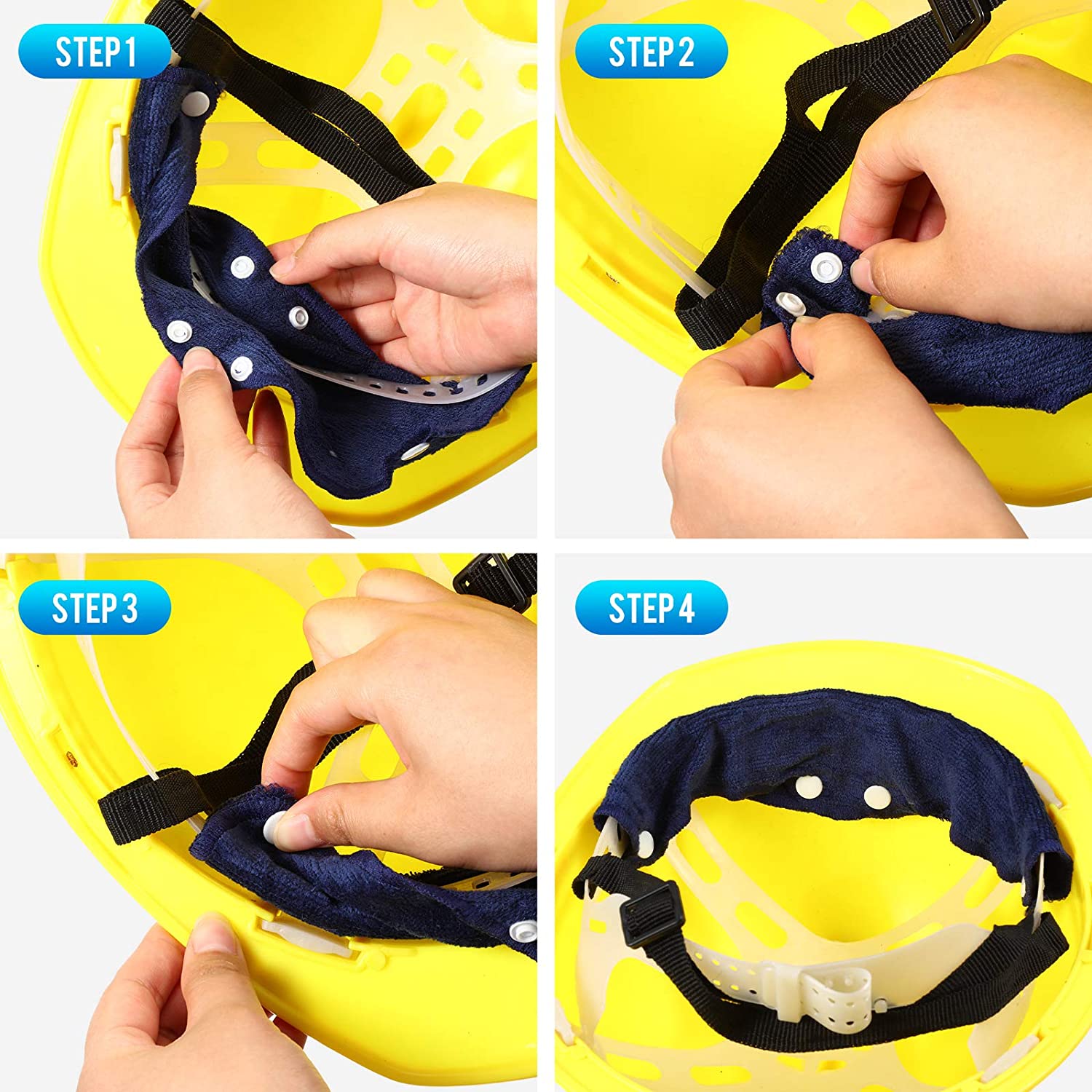 Hard Hat Liner Reusable Snap Sweat Band 