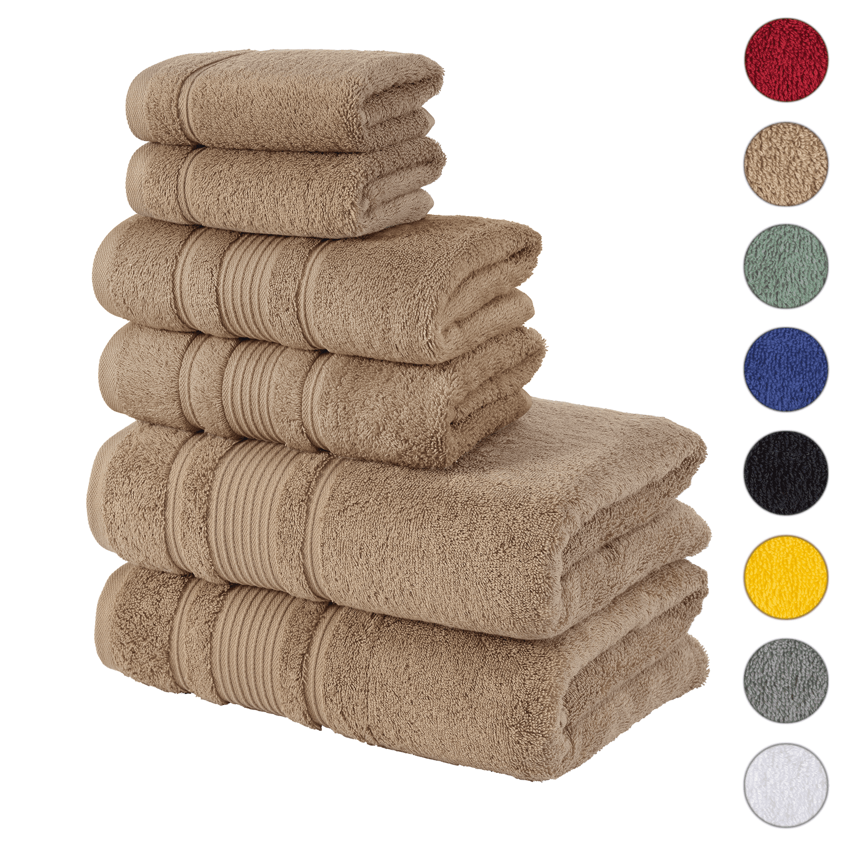 Qute Home 6 Piece Cotton Bath Towel Set Brown Walmart