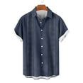 thumbnail image 3 of Fnooota Mens Short Sleeve Shirts, Colored Summer Fashion Vacation Button Down Shirts Dark Blue Size XL, 3 of 5