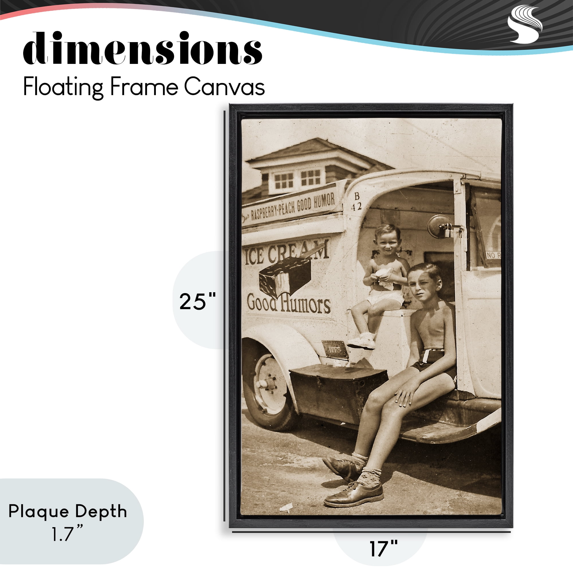 Stupell Industries Vintage Ice Cream Truck Black Framed Floater Canvas Wall Art, design by Grotto Studios
