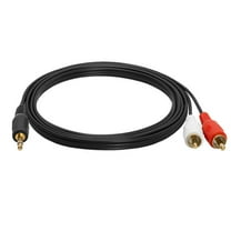3.5mm Male to 2-Male RCA Adapter Stereo Audio Y-Cable compatible with iPhone iPod iPad Black