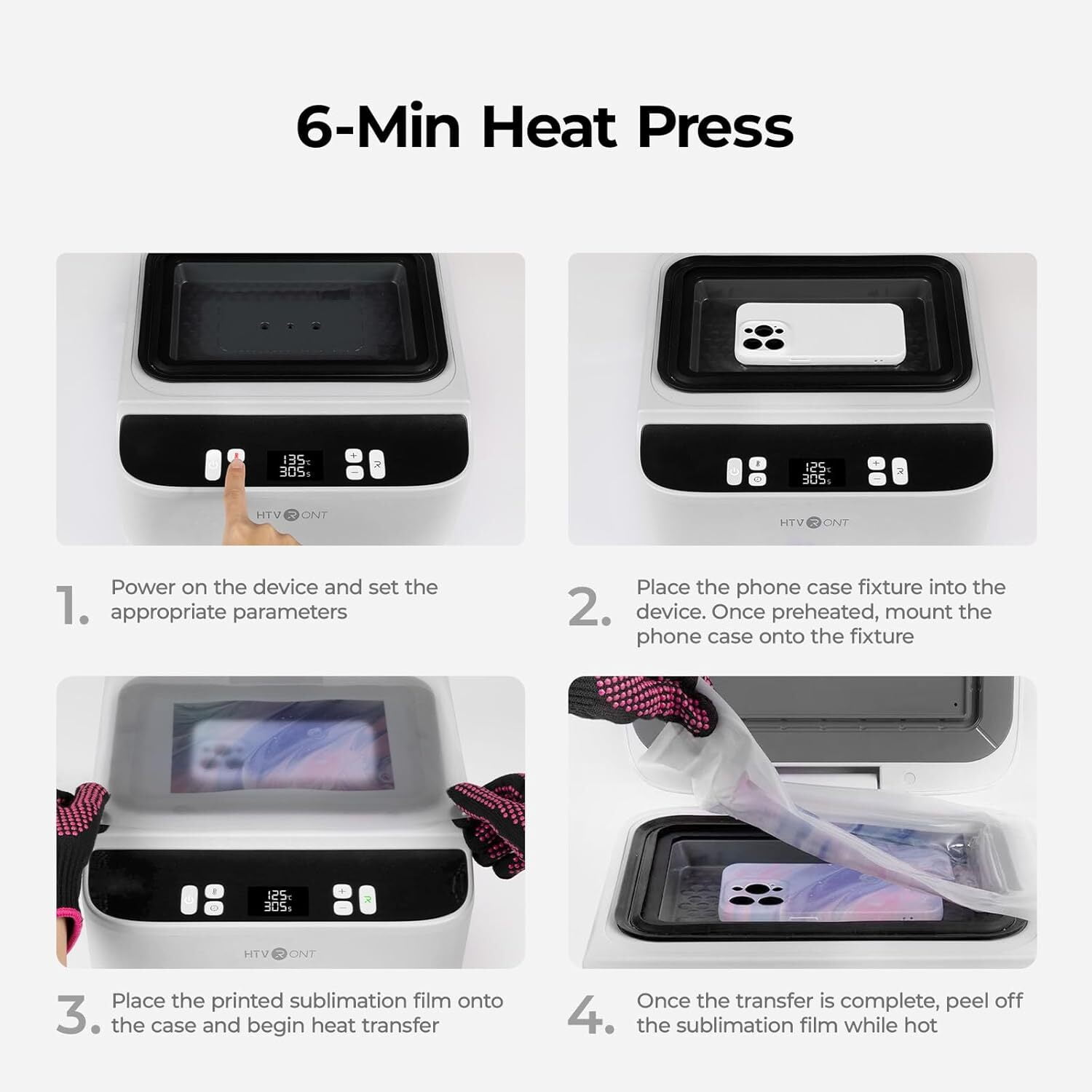 HTVRONT H17 Phone Cases Heat Press - Automatic Vacuum Heat Press Machine for Phone Cases- Sublimation Press for Custom Phone Case, Badges, Coasters, Includes Film & Fixture (Compatible with Android)