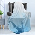 thumbnail image 4 of Nautical Soft Flannel Fleece Throw Blanket, Monochrome Anchor Illustration Deep down in the Sea Bottom Be Strong and Stable, Cozy Plush for Indoor and Outdoor Use, 70" x 90", Pale Blue, by Ambesonne, 4 of 5