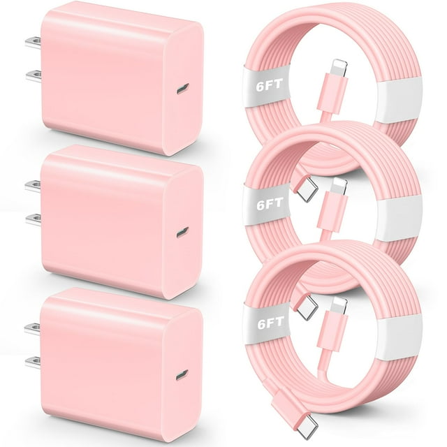 Adaptador de pared Charger Chamer PD USB C de 20 W con cable de 6 pies para iPhone