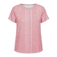 thumbnail image 4 of Duoif Women's Striped Round Neck Short Sleeve T Shirt Casual Loose Top Spring Summer 2026, Pink, XXL, 4 of 4