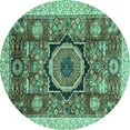 thumbnail image 1 of Ahgly Company Indoor Round Abstract Turquoise Blue Modern Area Rugs, 6' Round, 1 of 4