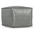 thumbnail image 4 of Simpli Home Brody 18 inch Wide Boho Square Pouf in Distressed Grey Vegan Faux Leather, 4 of 8
