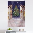 thumbnail image 1 of Christmas Tapestry, Winter Setting Streets Filled with Snow Traditional Pine Tree Ribbons Carol Words, Fabric Wall Hanging Decor for Bedroom Living Room Dorm, 5 Sizes, Multicolor, by Ambesonne, 1 of 1